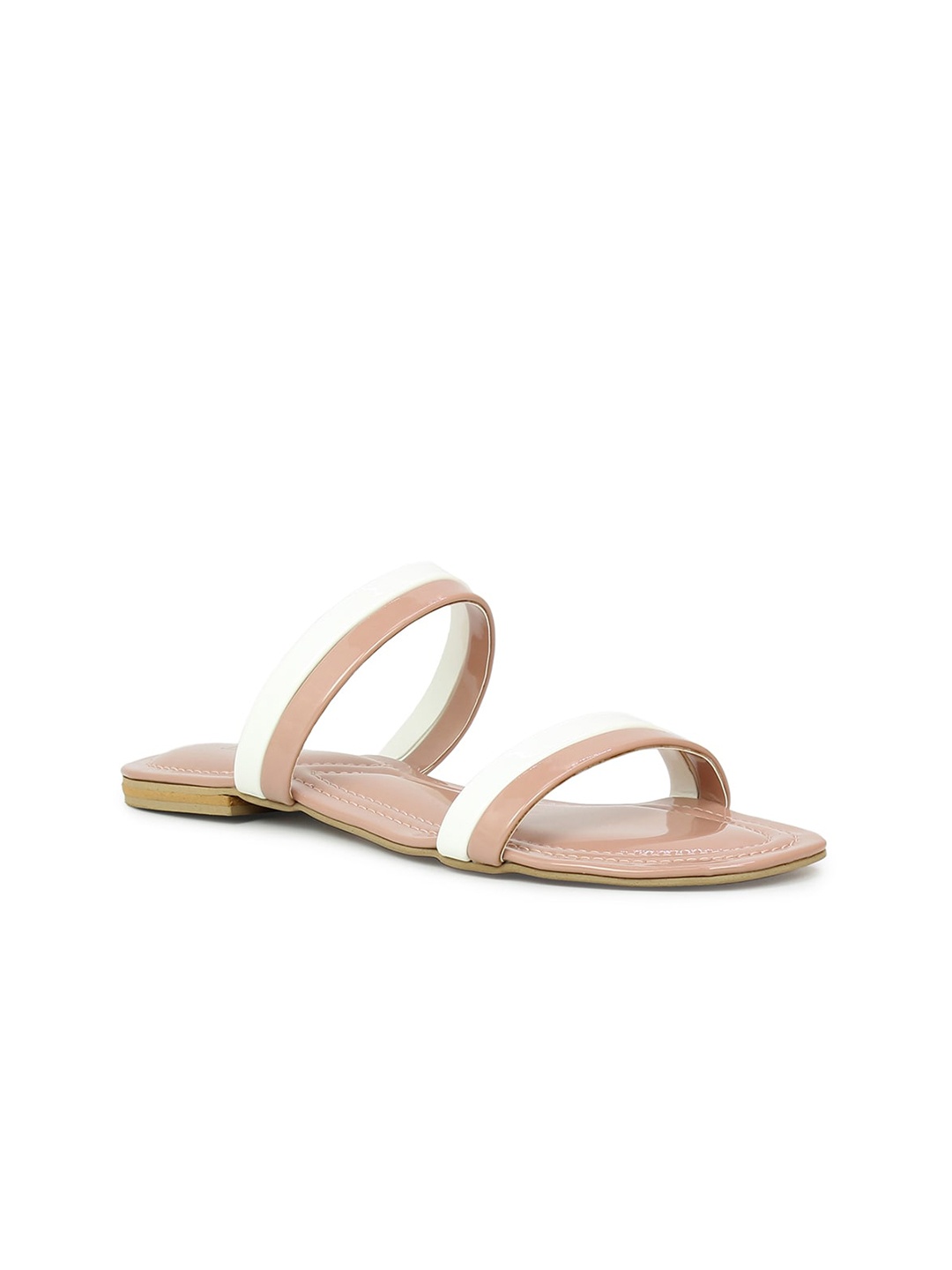 

Inc 5 Women Peach-Coloured Colourblocked Open Toe Flats