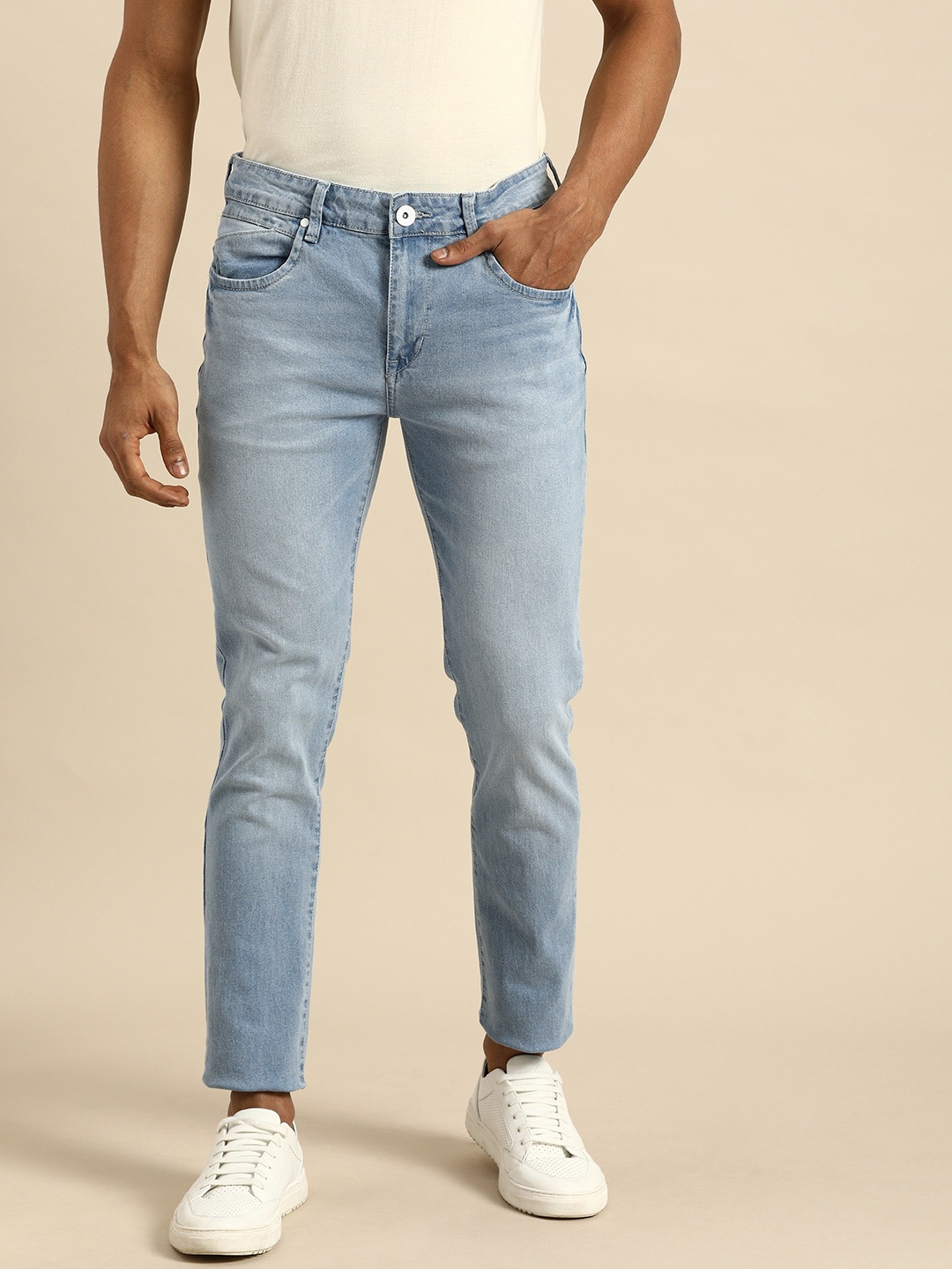 

ether Men Blue Skinny Fit Heavy Fade Stretchable Jeans