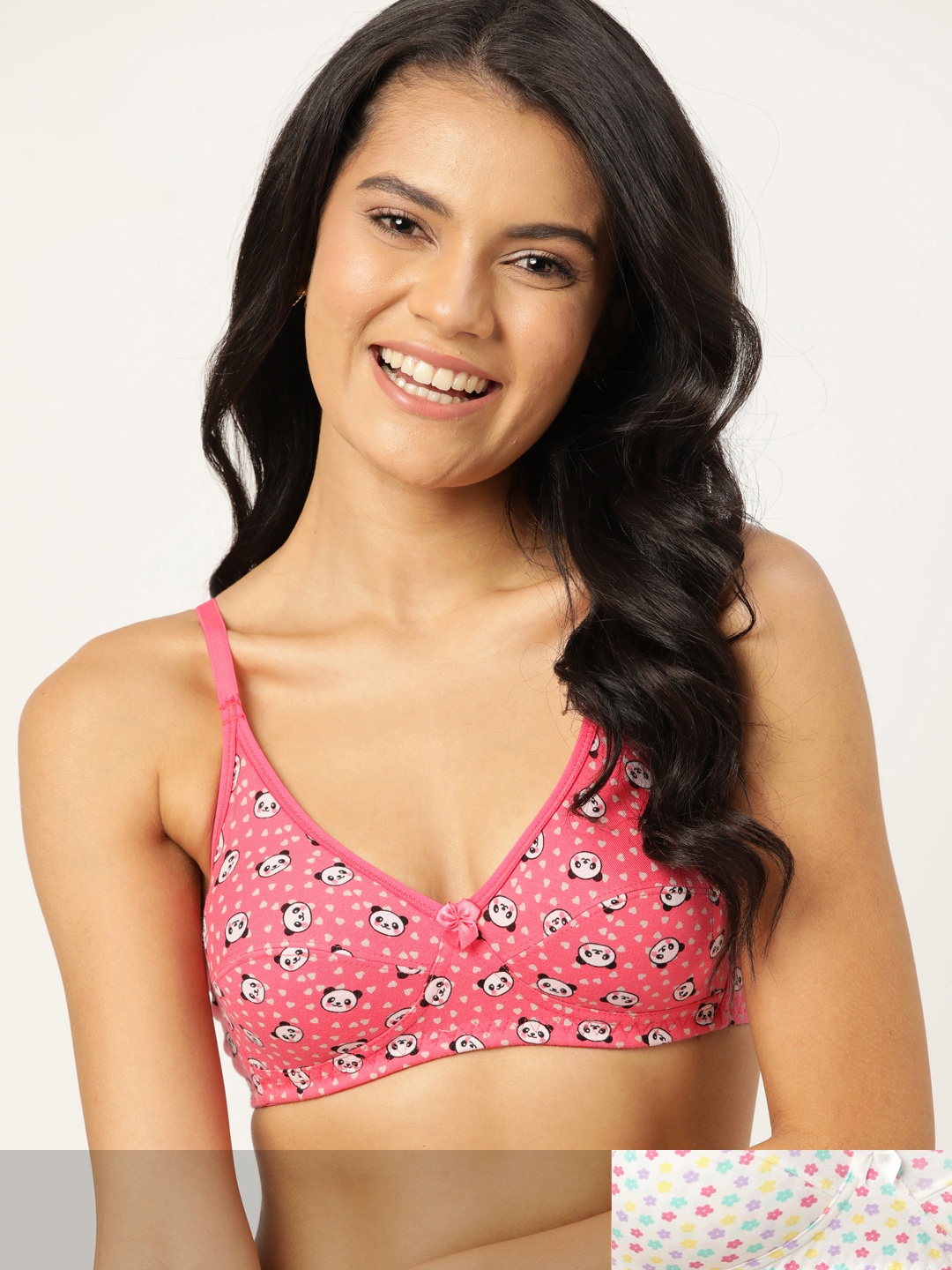 

DressBerry Pack of 2 Pink & White Graphic Everyday Bra Full Coverage 12476588