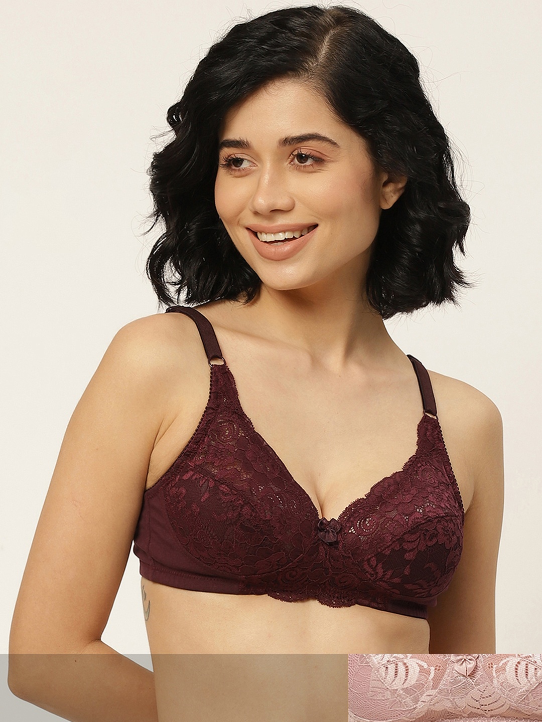 

DressBerry Pack of 2 Lace Full Coverage Everyday Bras 11883124-NEW-1, Burgundy