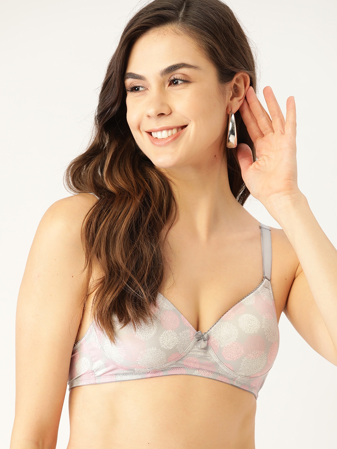 

DressBerry Grey & Pink Printed Medium Coverage Everyday Bra 12305282