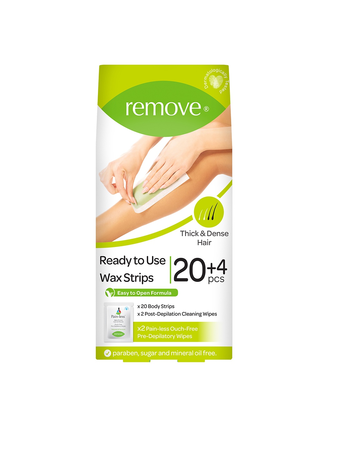 

Remove Set of 24 Ready To Use Thick & Dense Hair Wax Strips, Green