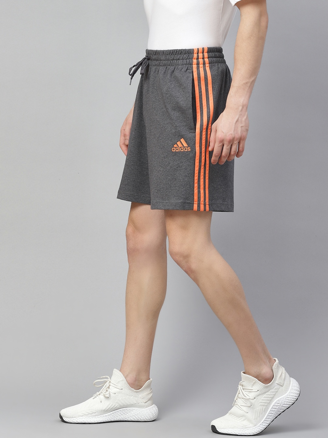 

ADIDAS Men Charcoal Grey Solid Sport Inspired 3-Stripes Sustainable Shorts