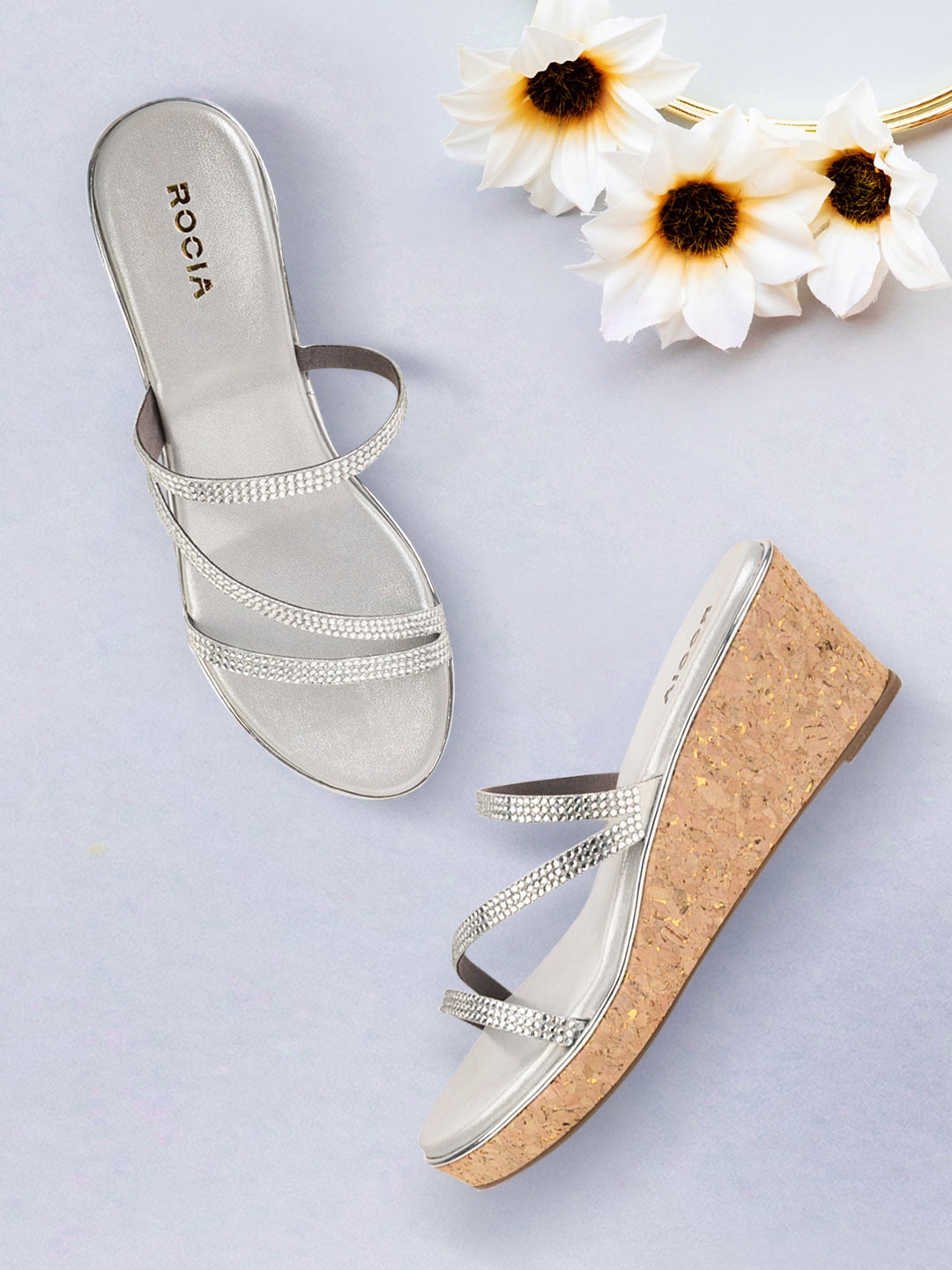 

Rocia Women Silver-Toned Textured Sandals