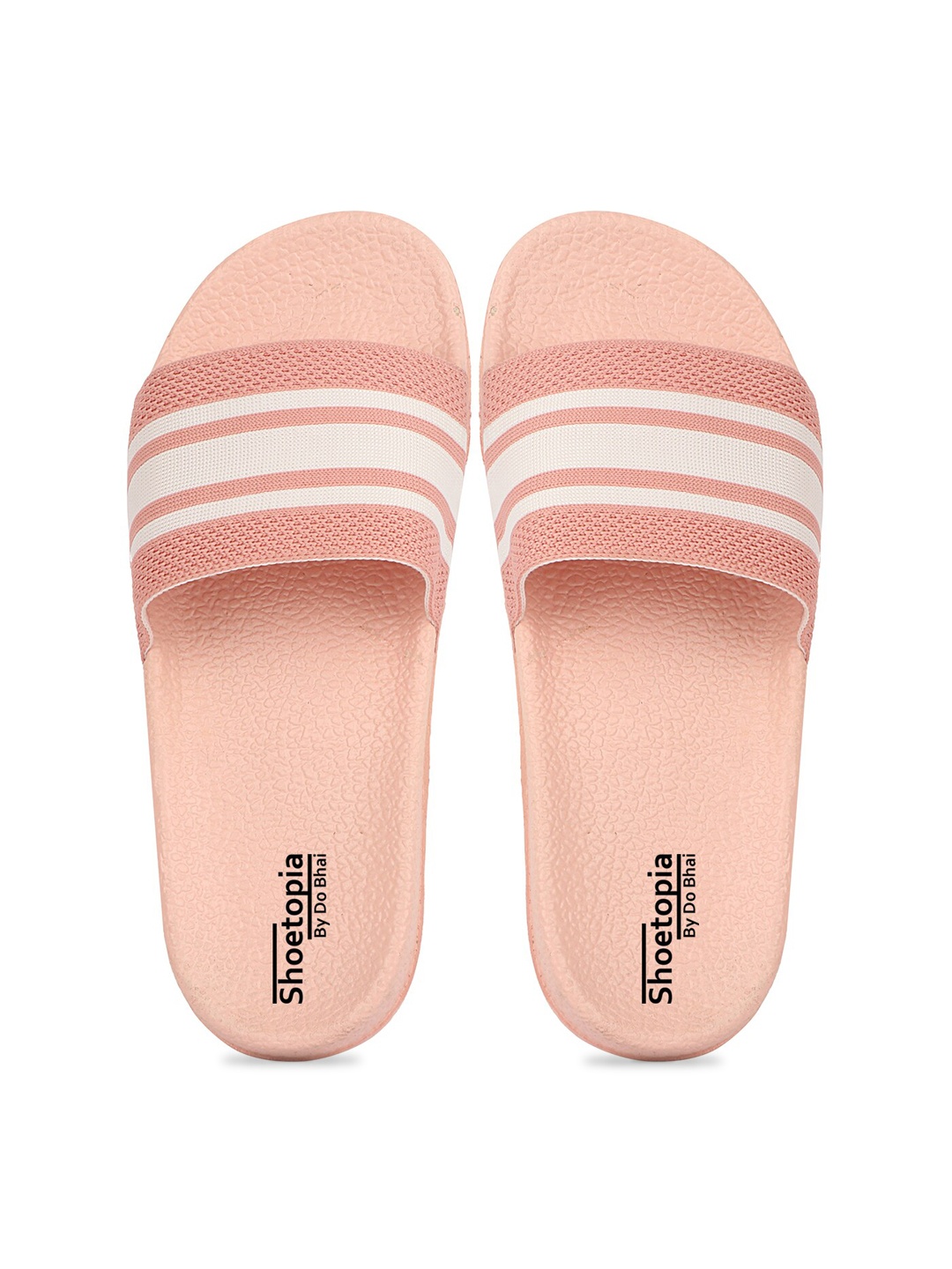 

Shoetopia Women Pink & White Striped Sliders