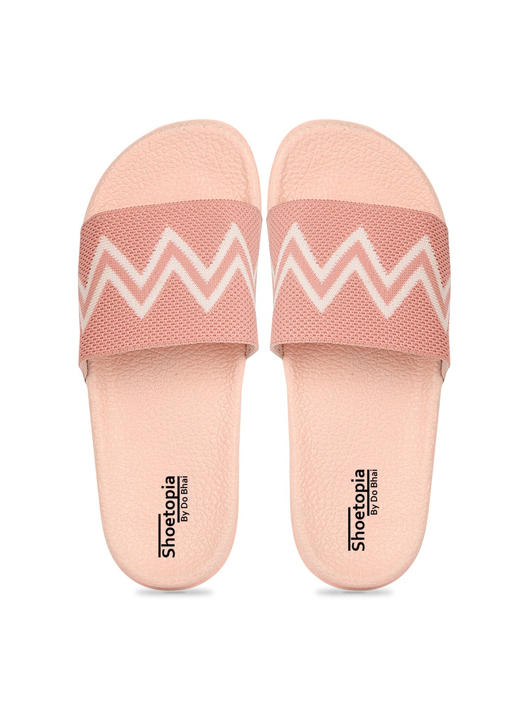 

Shoetopia Women Peach-Coloured & White Printed Sliders