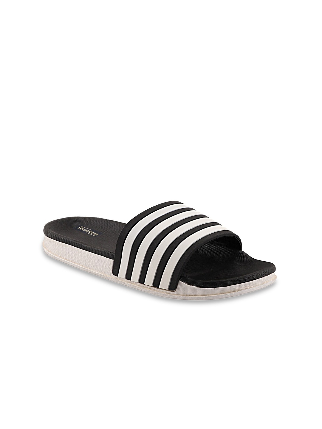 

Shoetopia Girls Black & White Striped Sliders