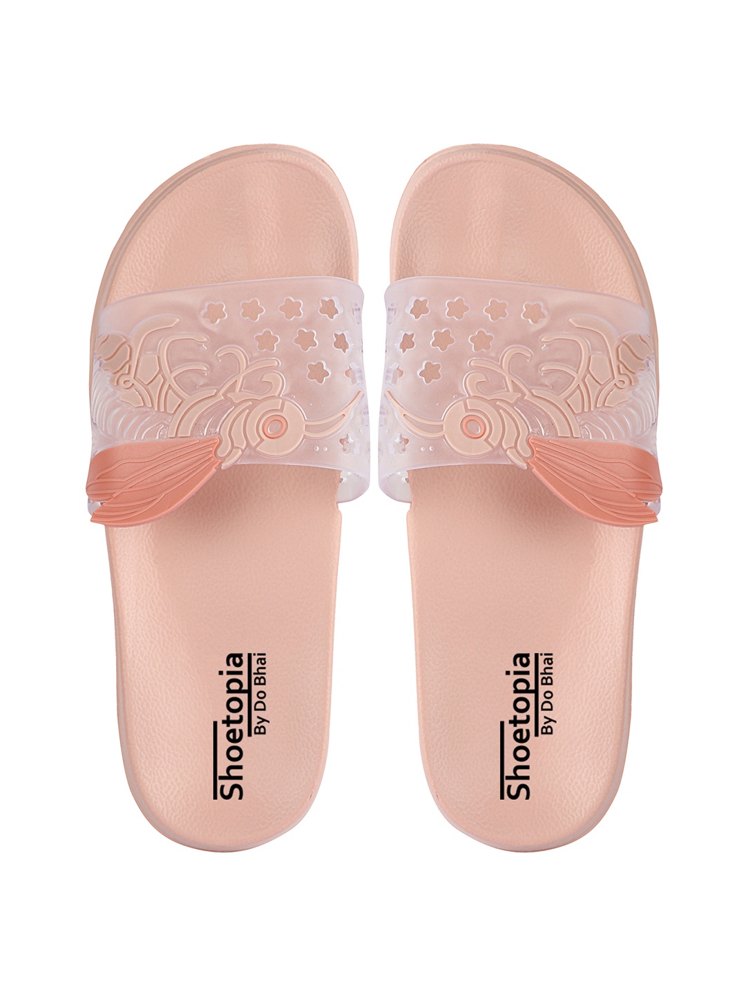 

Shoetopia Girls Transparent & Pink Self Design Sliders
