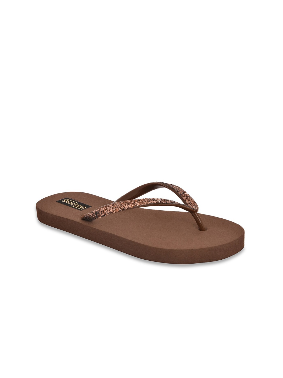 

Shoetopia Girls Brown Embellished Thong Flip-Flops