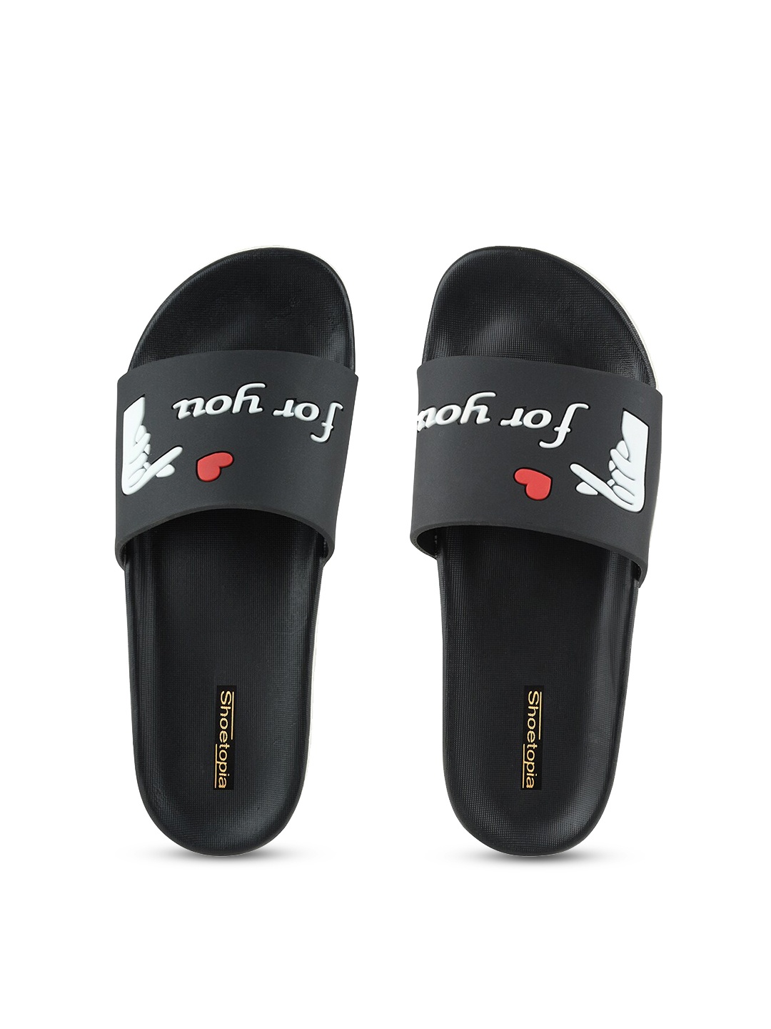 

Shoetopia Girls Black & White Printed Sliders