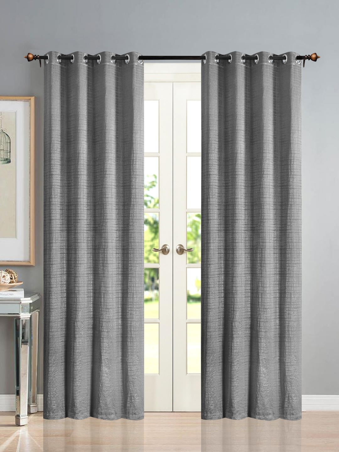 

Deco Window Grey Set of 2 Semi-Blackout Eyelet Door Curtain