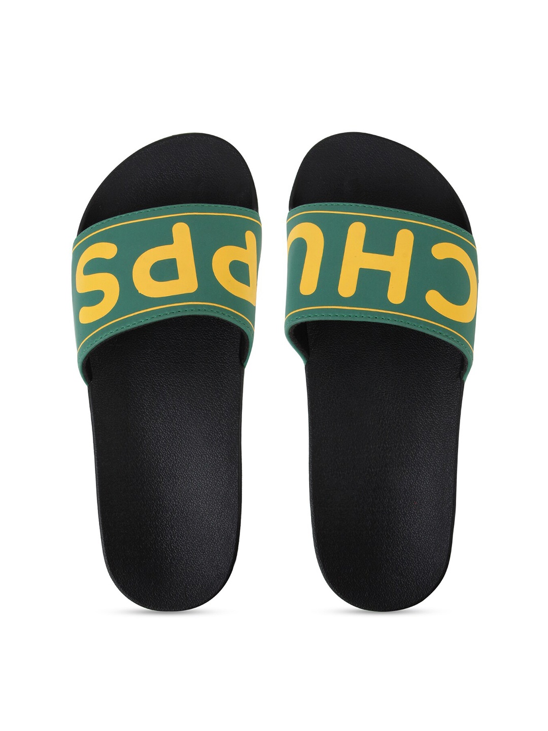 

CHUPPS Men Green & Black Printed Sustainable Sliders