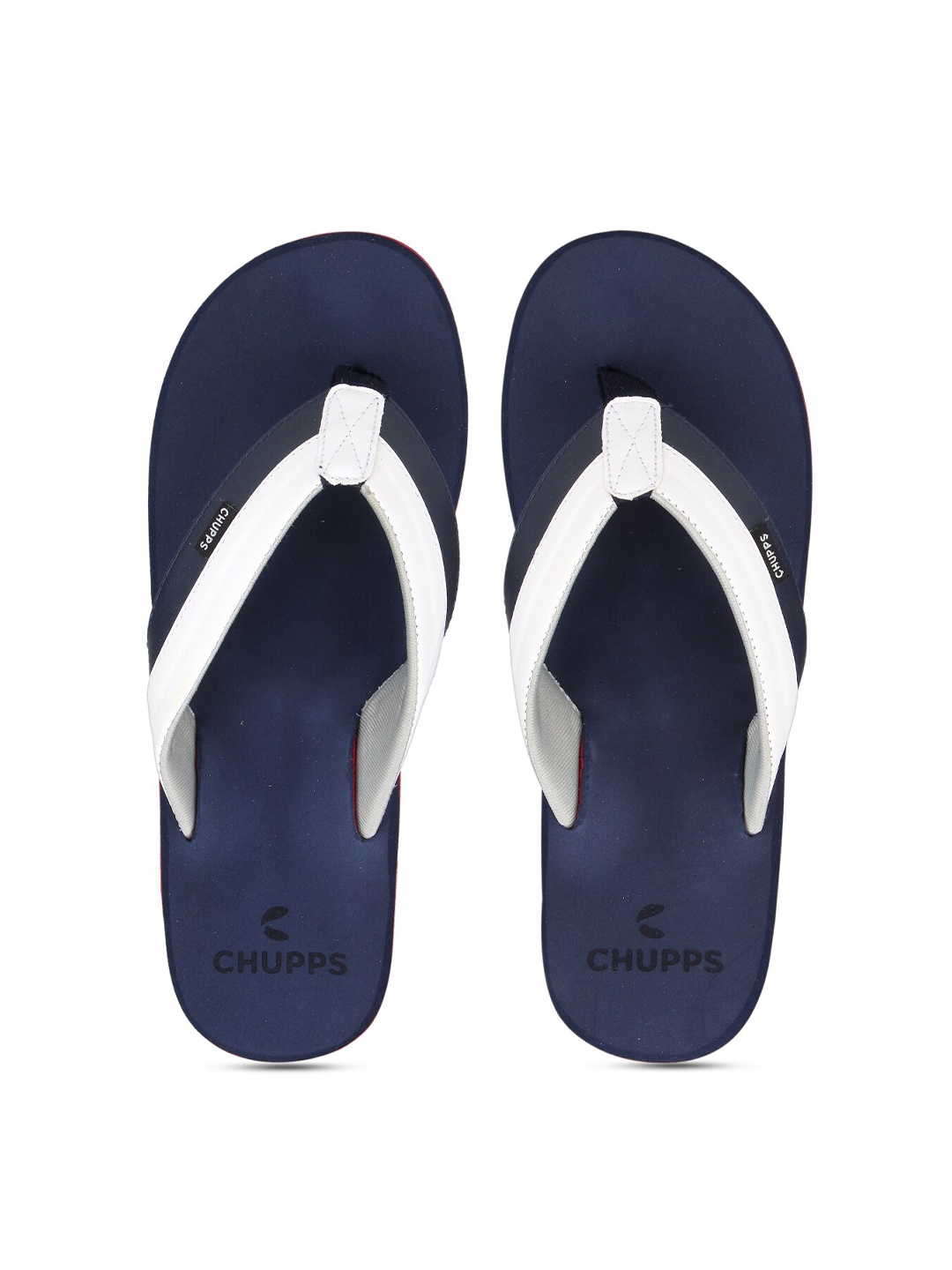 

CHUPPS Men White & Navy Blue Solid Sustainable Thong Flip-Flops