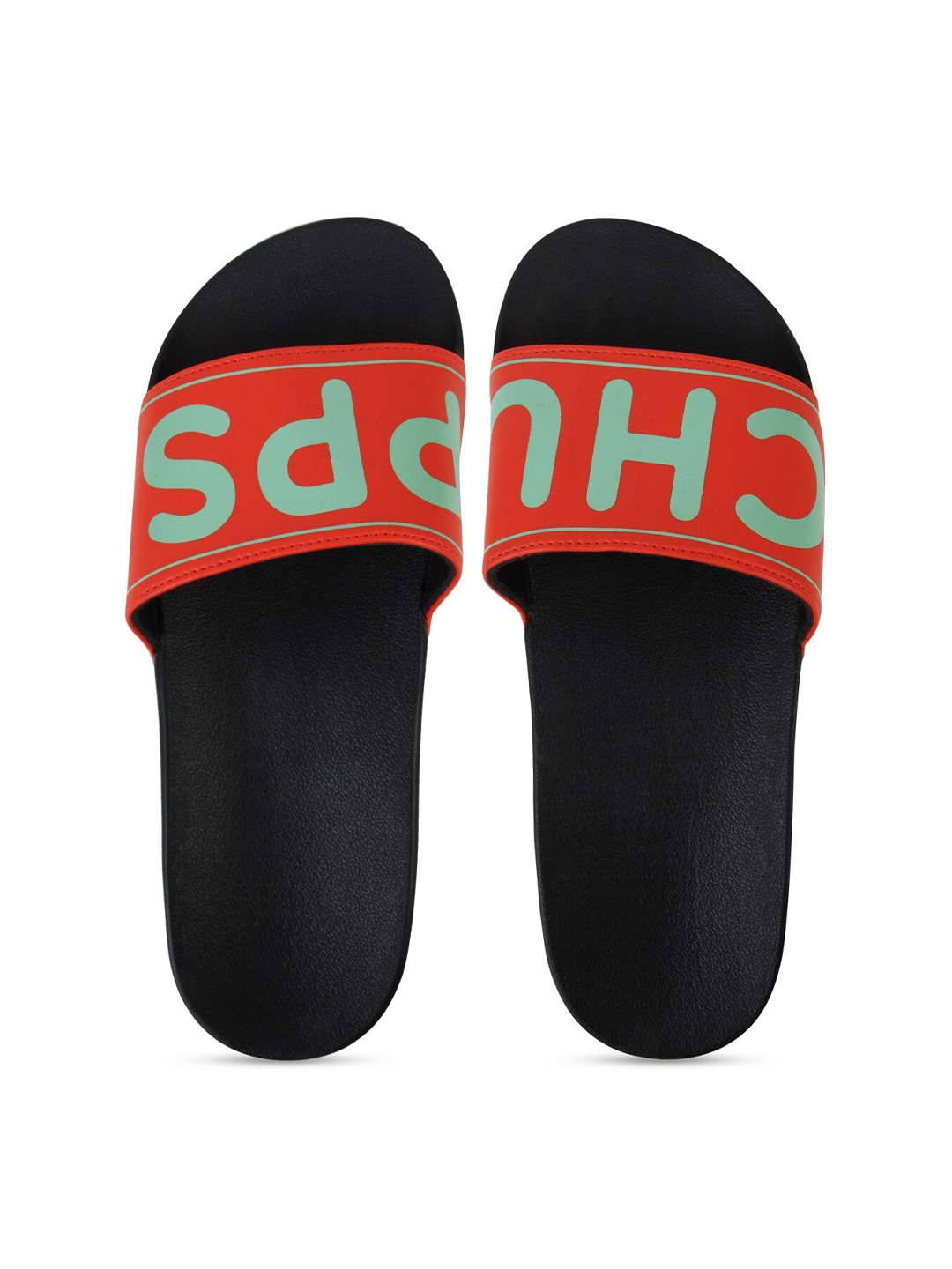 

CHUPPS Men Red & Sea Green Printed Sustainable Sliders