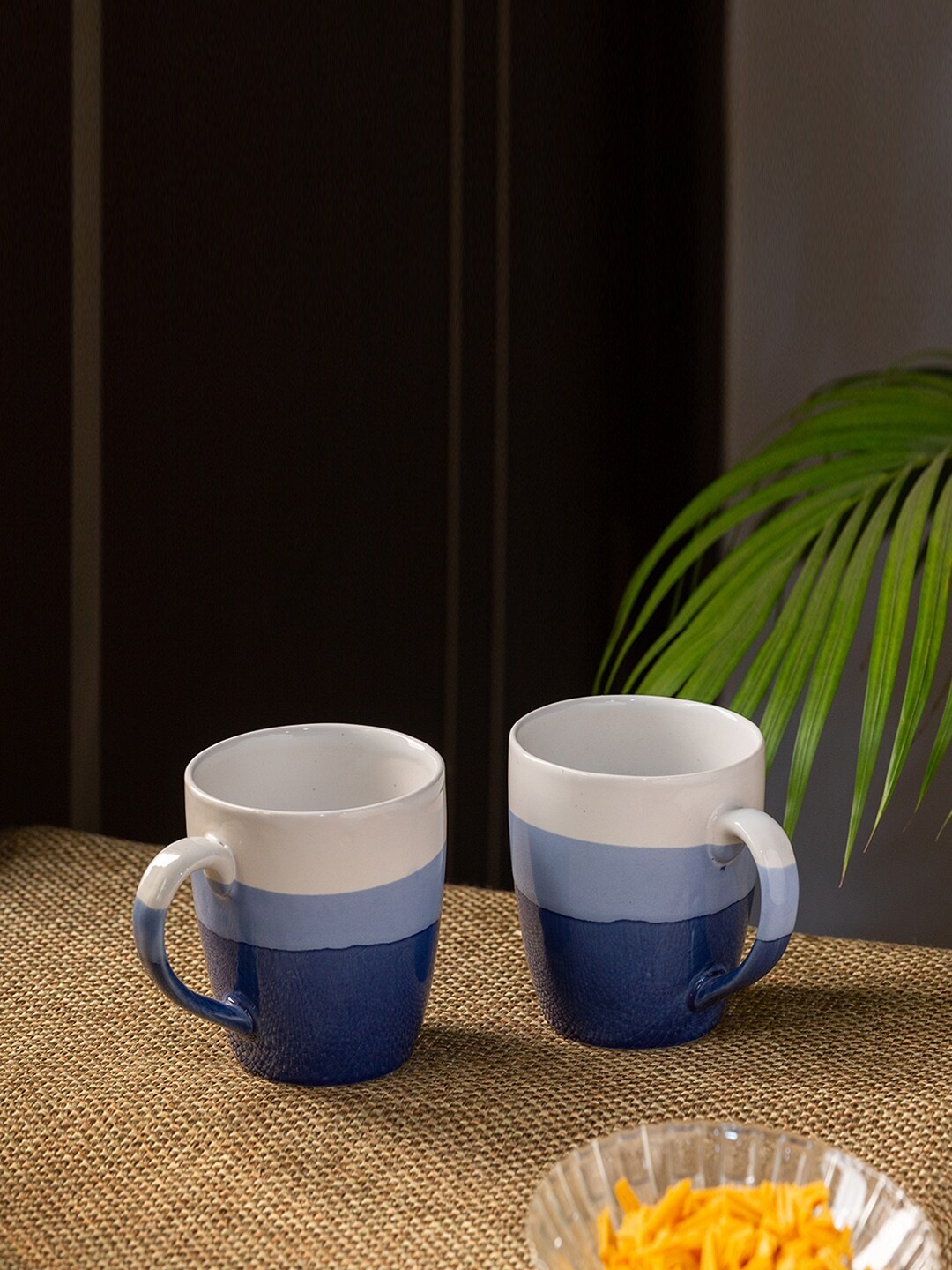 

ExclusiveLane Blue & White Set of 2 Printed Handcrafted Ceramic Mugs