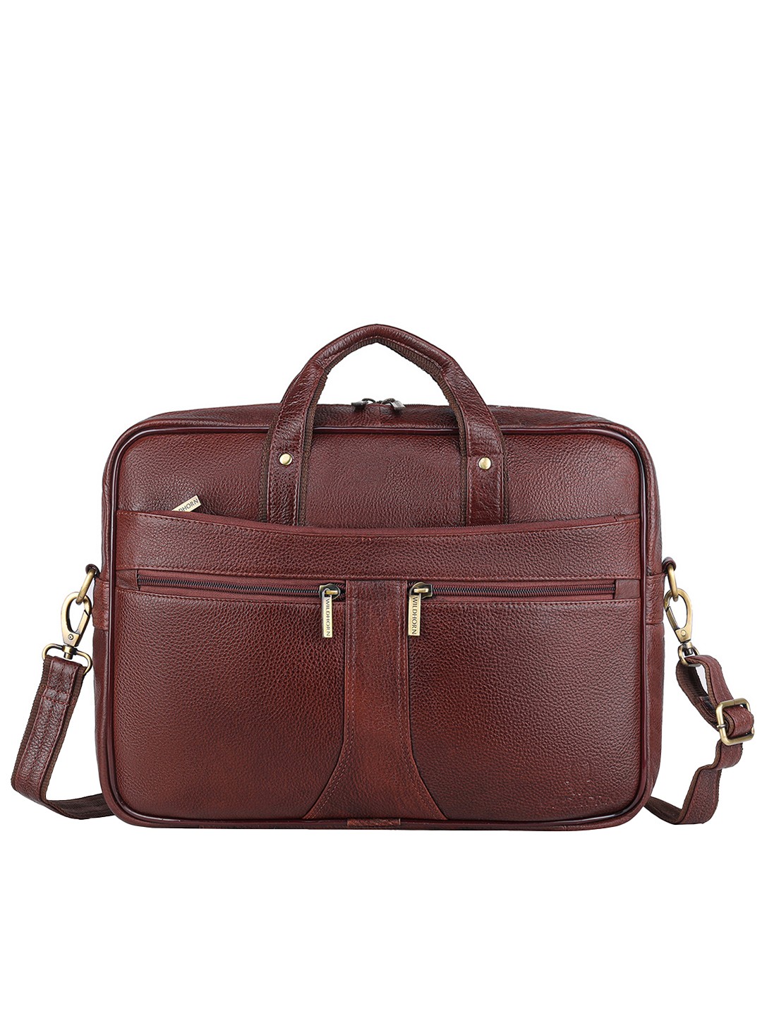 

WildHorn Men Maroon Solid Genuine Leather Laptop Bag