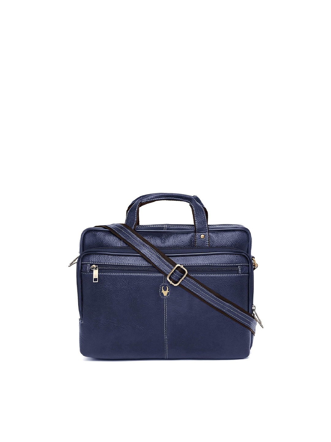 

WildHorn Men Blue Textured Genuine Leather 15 Inch Laptop Bag