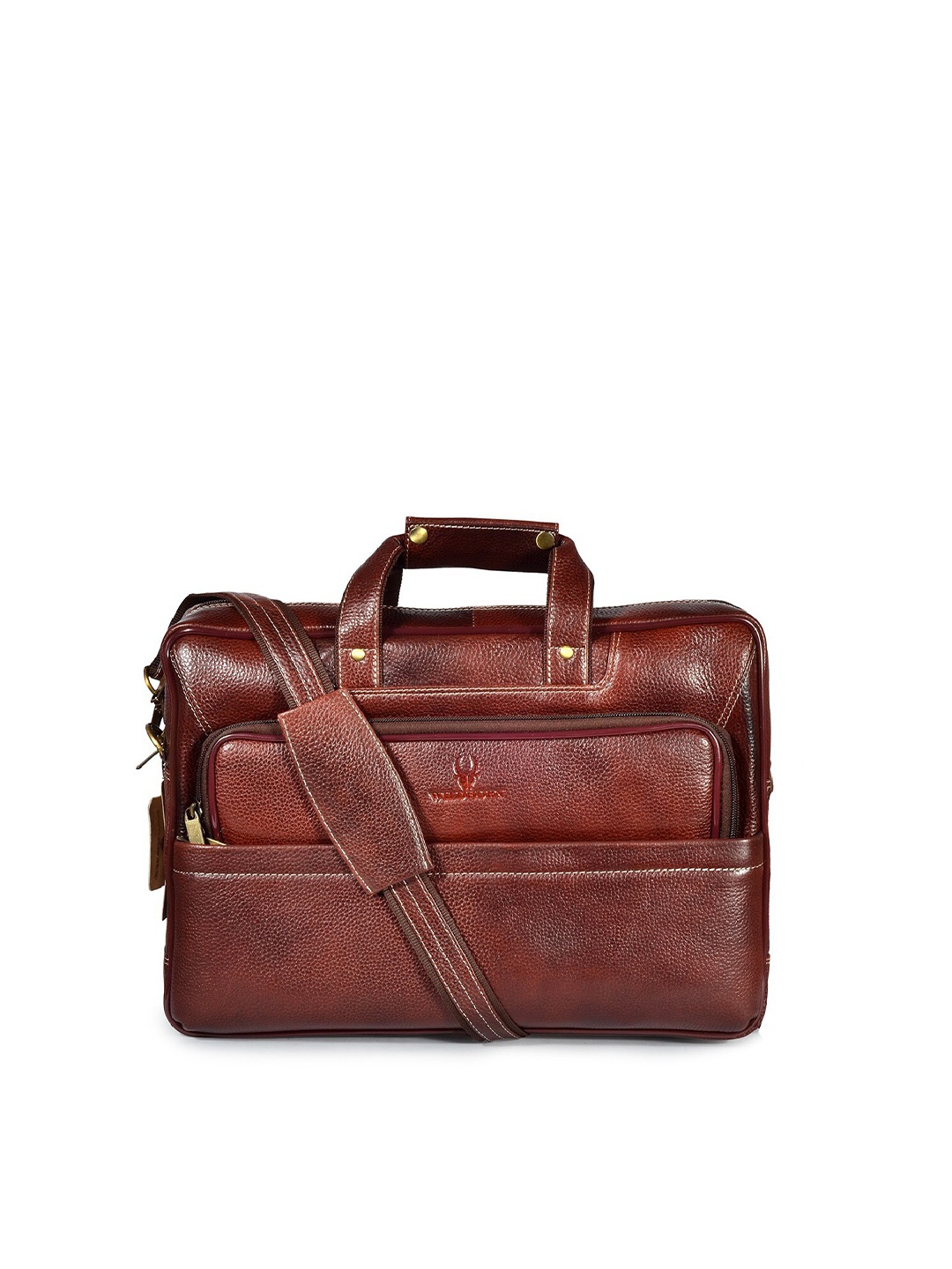 

WildHorn Men Maroon Textured Leather Laptop Bag