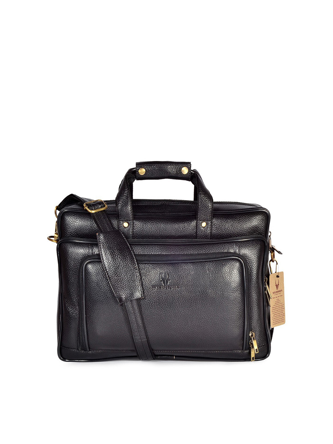 

WildHorn Men Black Textured Laptop Bag