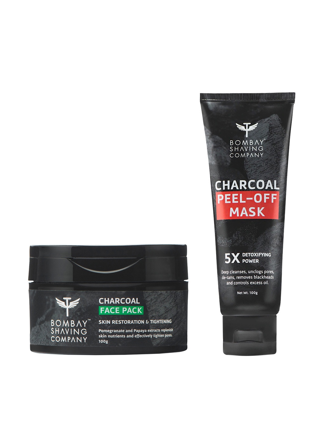 

Bombay Shaving Company Set of Charcoal Peel Off Mask & Charcoal Face Pack, Black