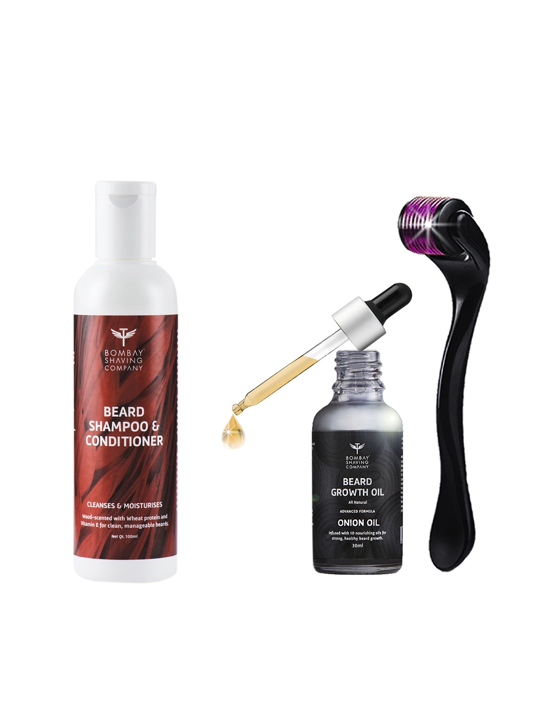 

Bombay Shaving Company Men Set of Beard Growth Basic Kit & Beard Shampoo & Conditioner, Black