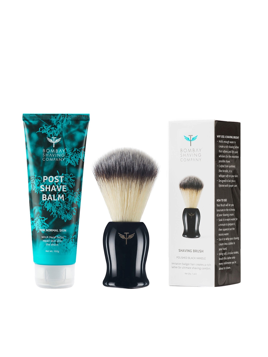 

Bombay Shaving Company Men Tea Tree Oil Enriched Post Shave Balm & Polished Shaving Brush, Blue