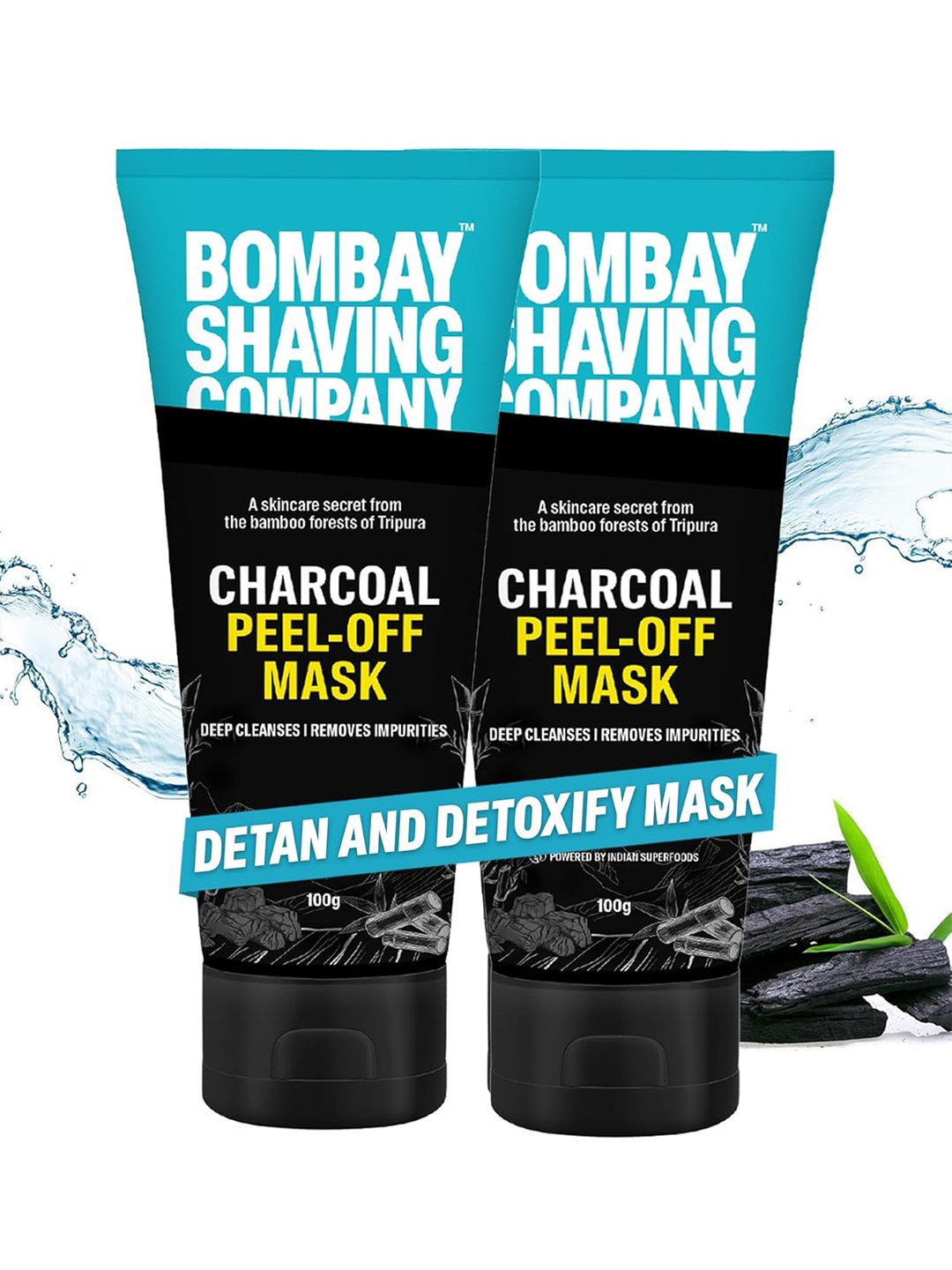 

Bombay Shaving Company Set of 2 5X Detoxifying Power Charcoal Peel Off Mask, Black