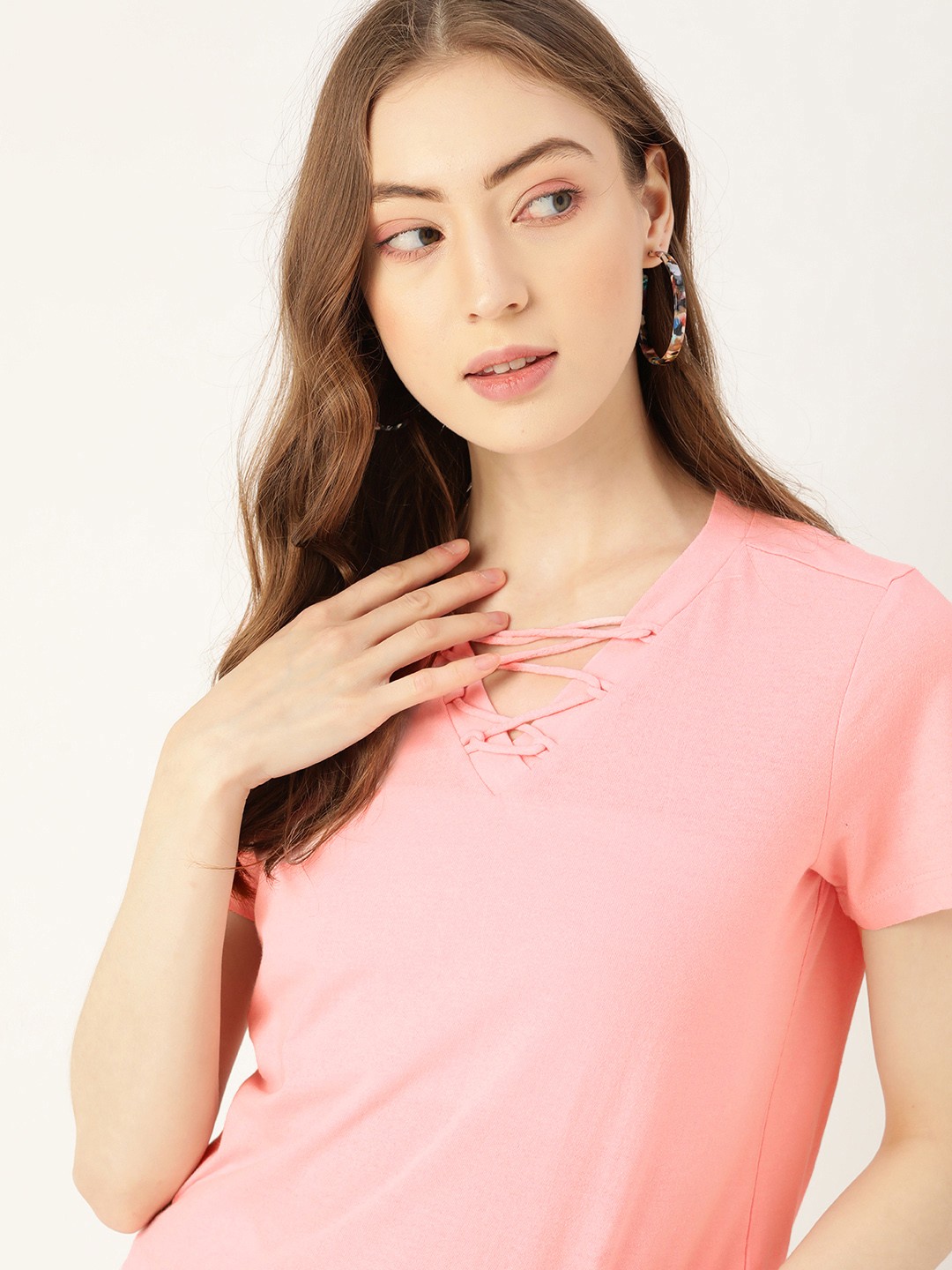 

DressBerry Pink Solid Regular Top