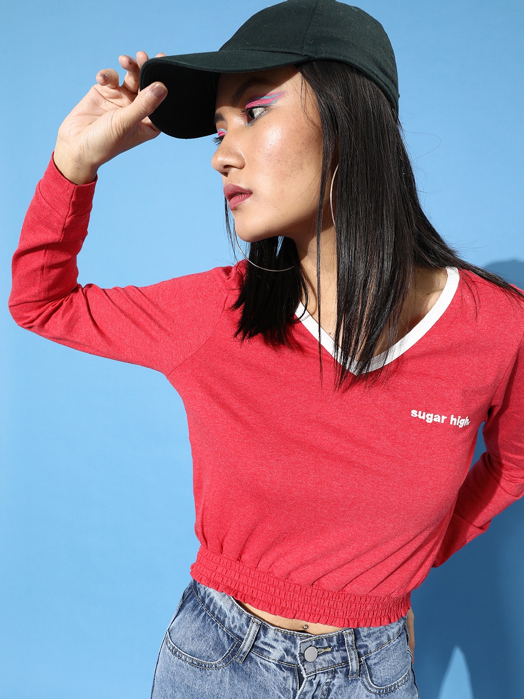 

DressBerry Women Gorgeous Red Solid Cropped Top