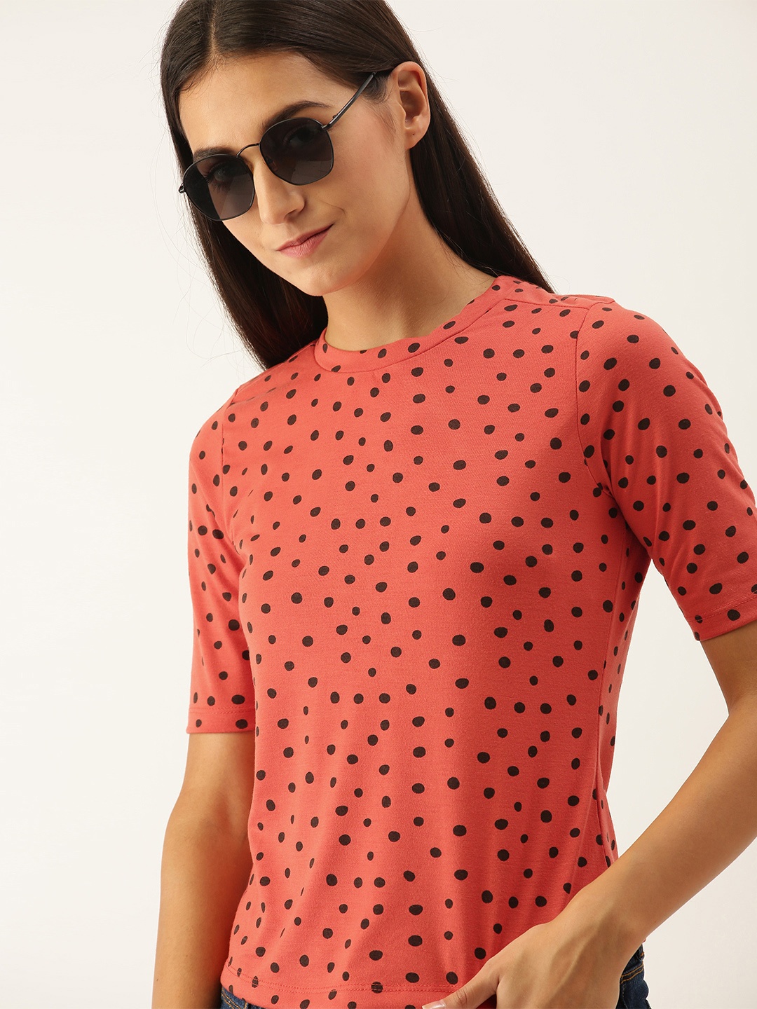 

DressBerry Coral Geometric Regular Polka Top