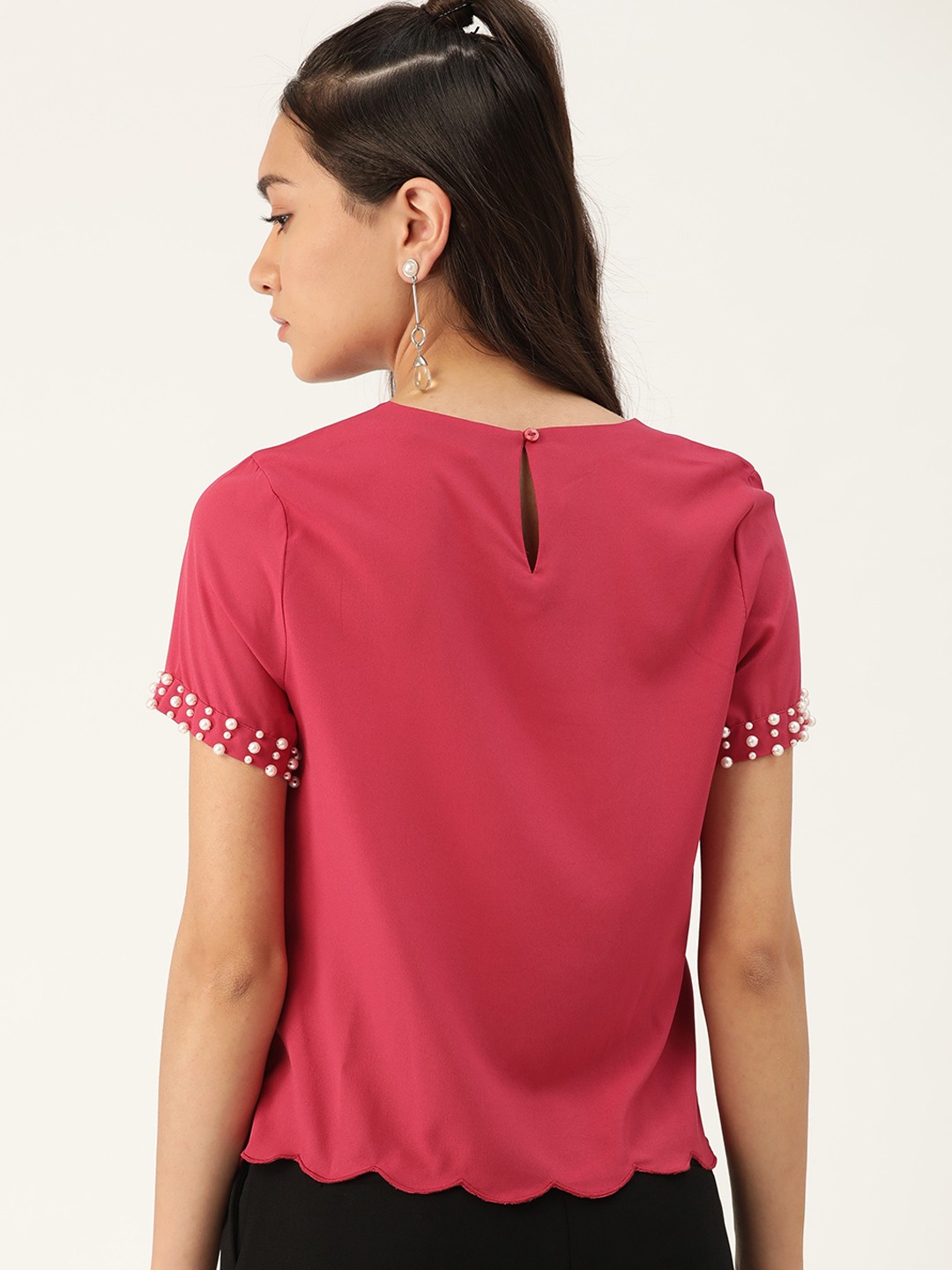 

DressBerry Pink Studded Regular Top