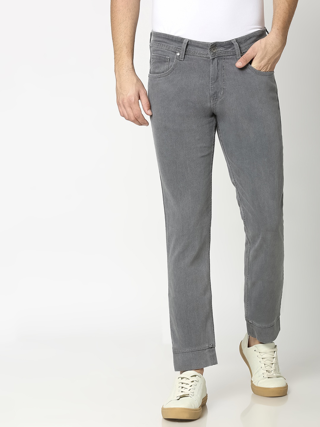 

High Star Men Grey Solid Regular Fit Jogger Jeans