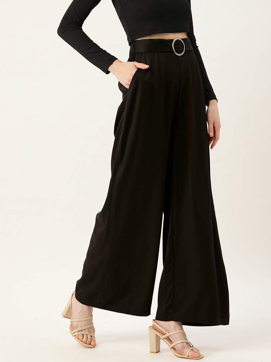 

DressBerry Women Black Solid Parallel Trousers