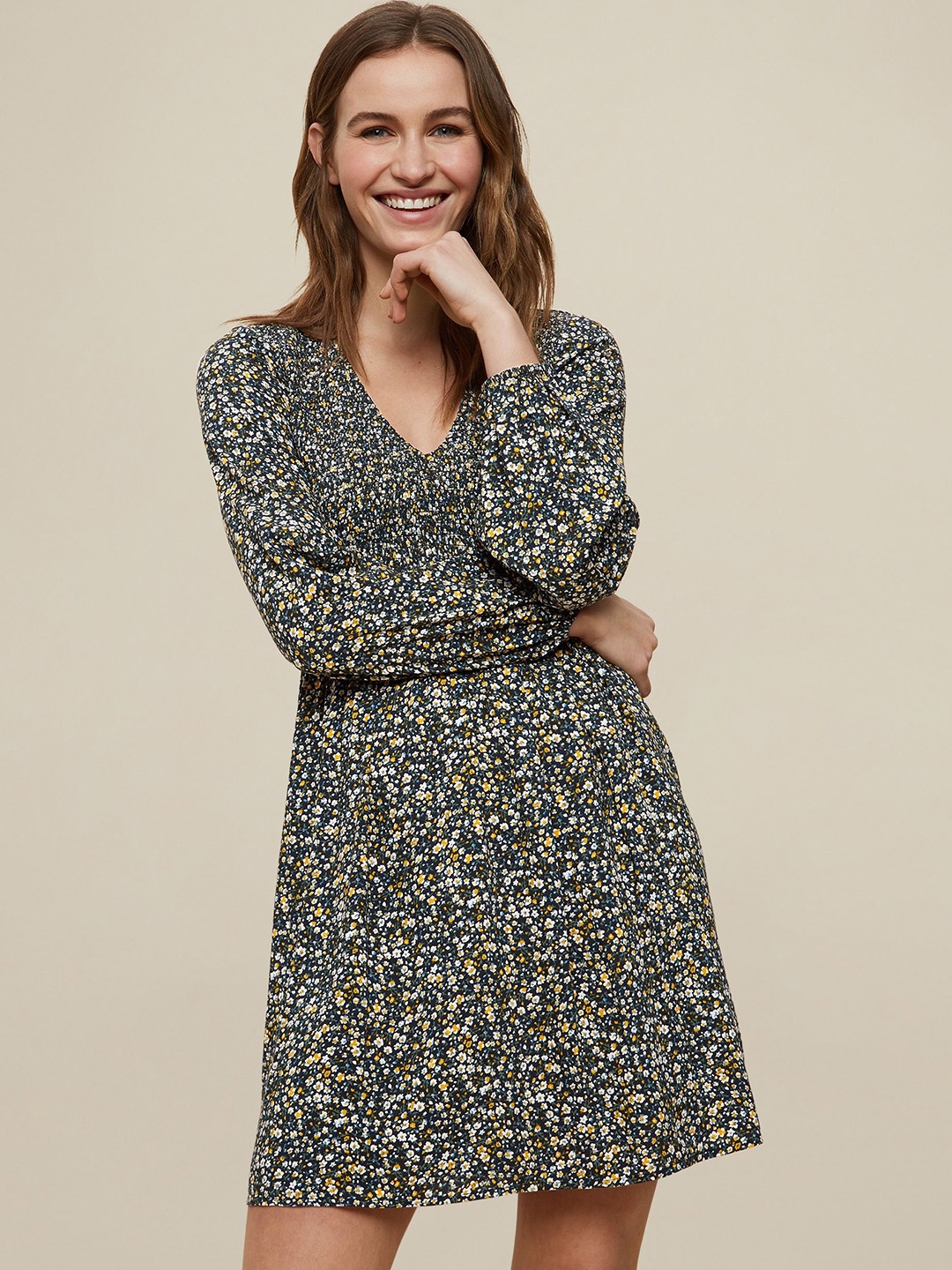 

DOROTHY PERKINS Women Black & White Printed A-Line Dress