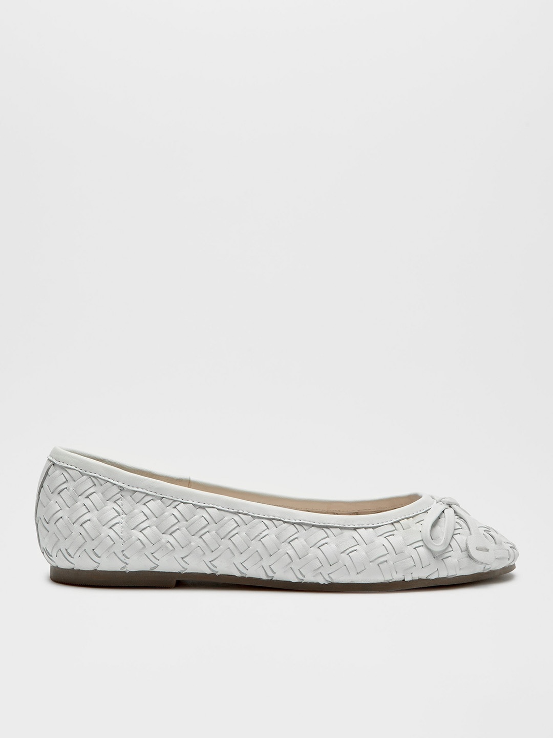 

DOROTHY PERKINS Women White Basketweave Textured Leather Ballerinas