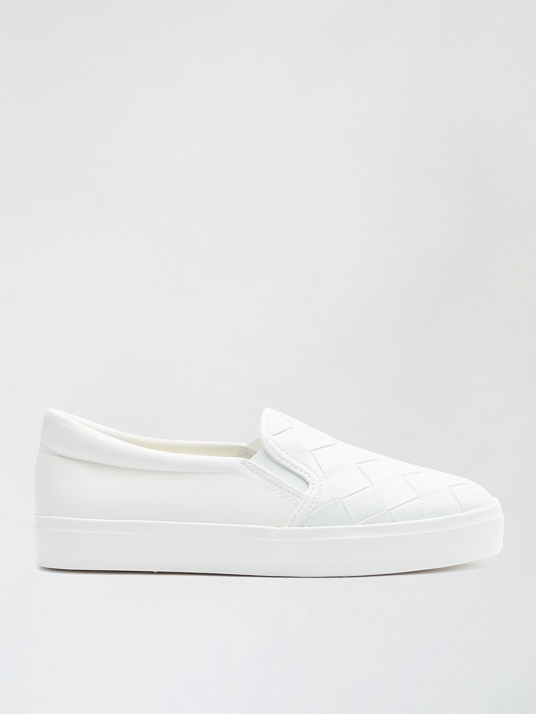 

DOROTHY PERKINS Women White Basketweave Slip-On Sneakers