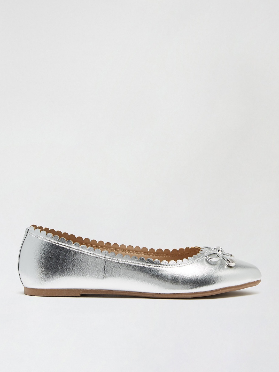 

DOROTHY PERKINS Women Silver-Toned Wide Fit Solid Metallic Ballerinas