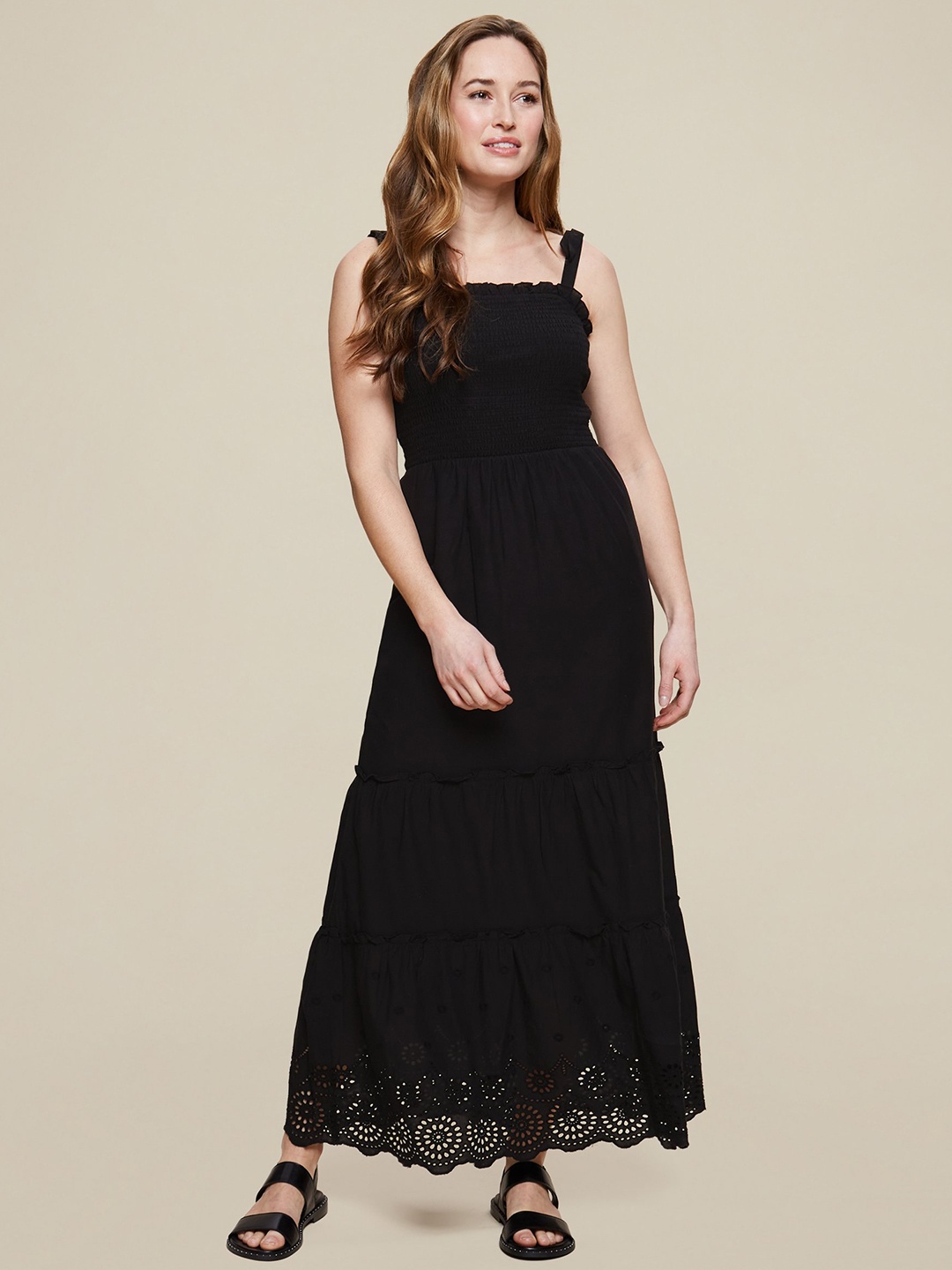 

DOROTHY PERKINS Women Black Solid Pure Cotton Maxi Dress