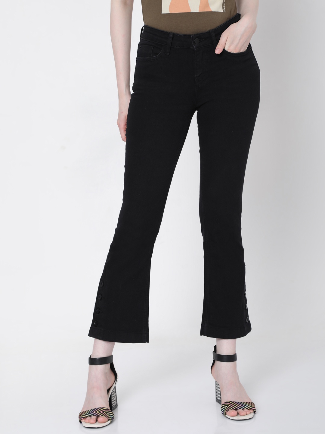 

Vero Moda Women Black Bootcut Stretchable Jeans