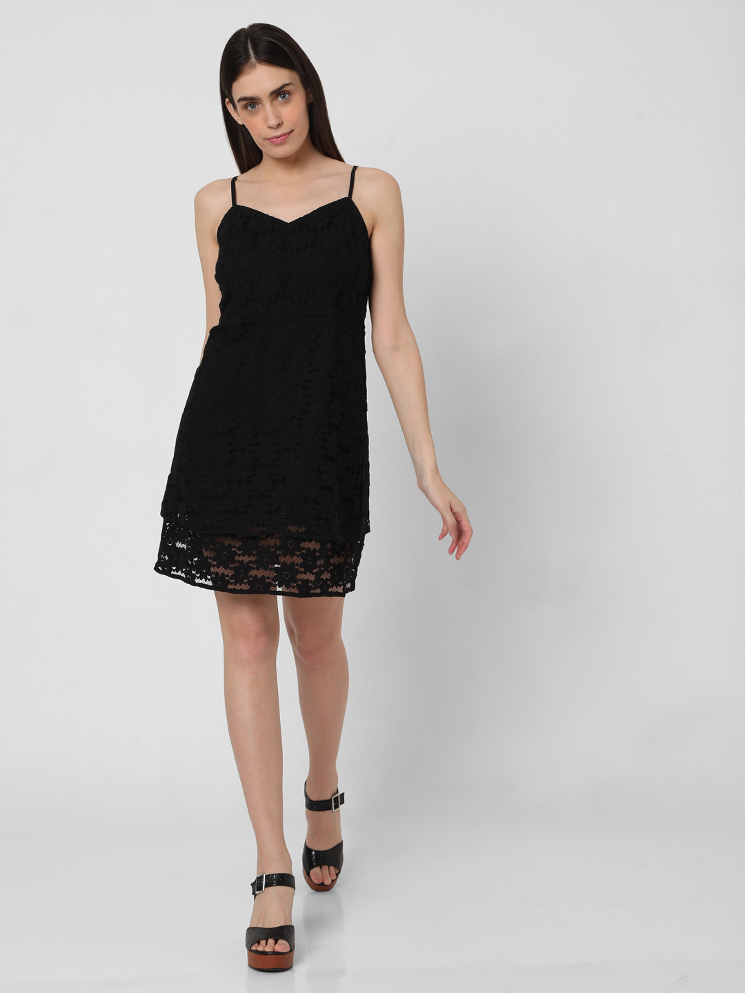 

Vero Moda Black Lace Inserts A-Line Dress