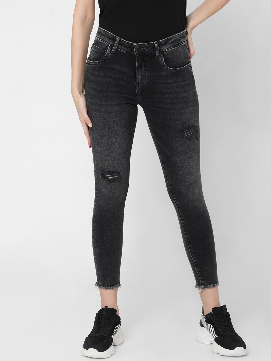 

Vero Moda Women Black Skinny Fit High-Rise Light Fade Jeans