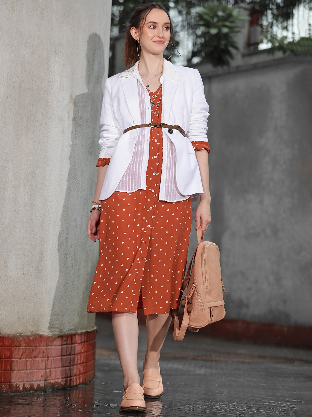 

Vero Moda Red & White A-Line Dress