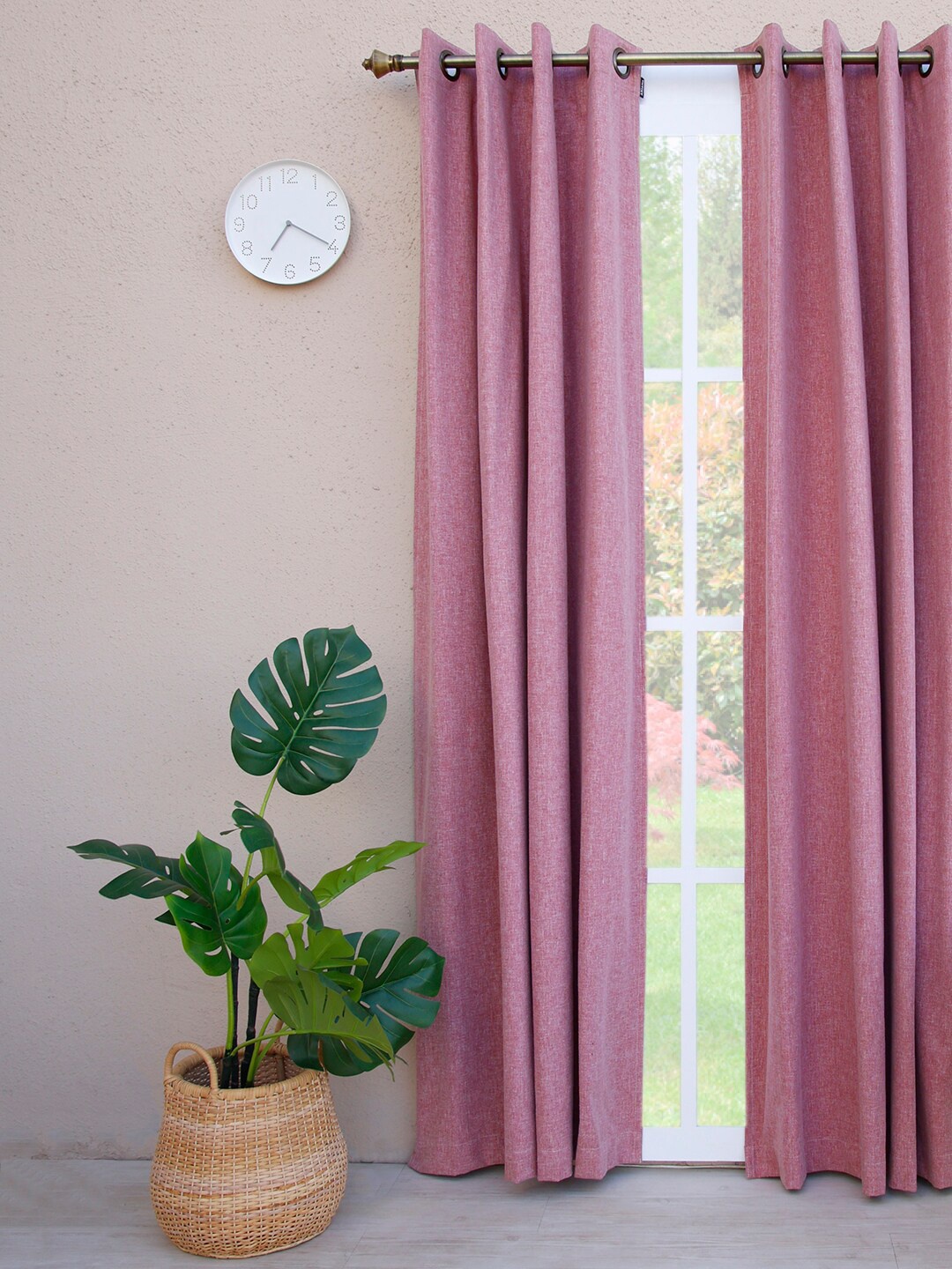 

Ariana Pink Single Room Darkening Long Door Curtain