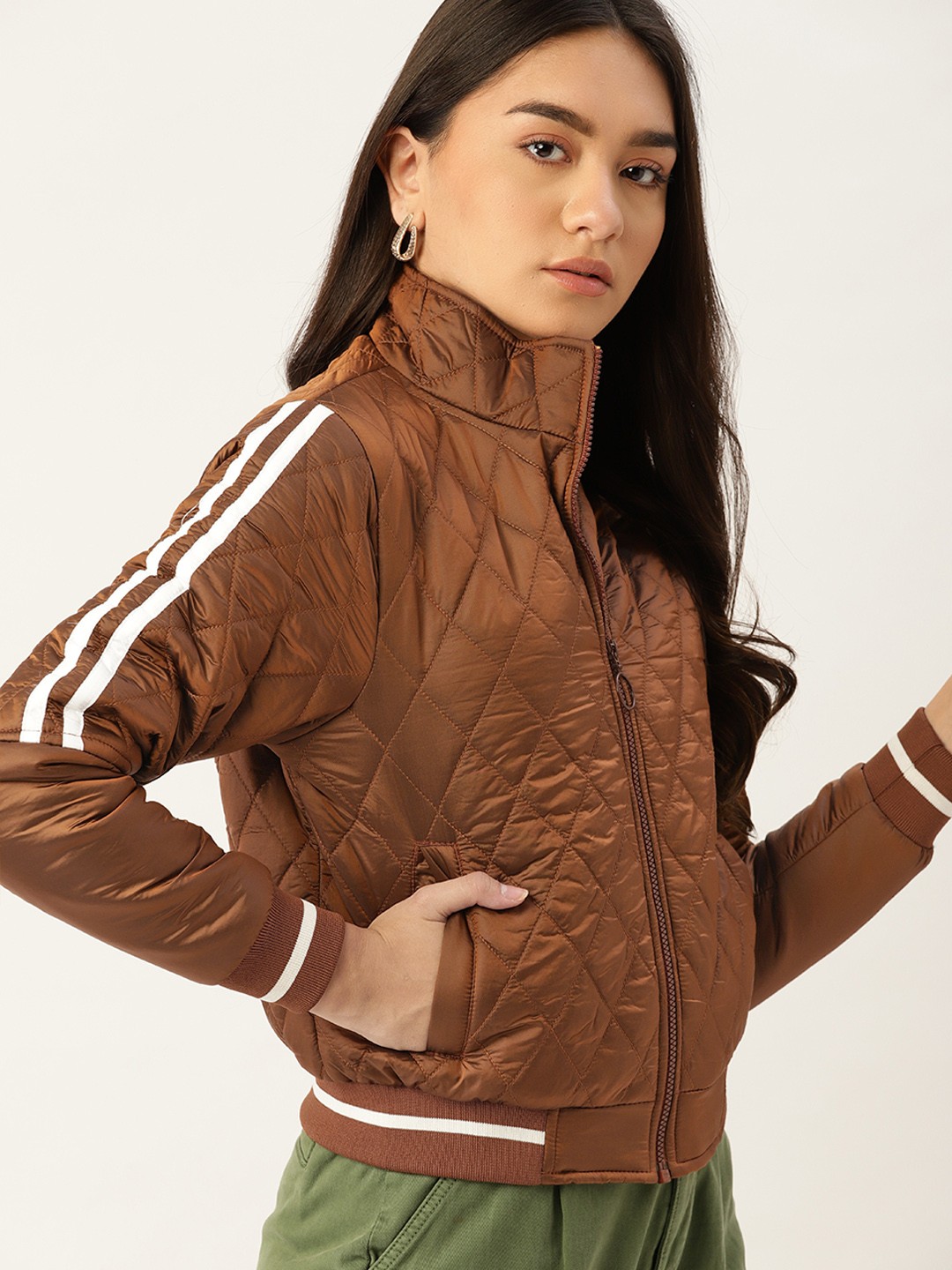 

DressBerry Women Brown Quilted Jacket