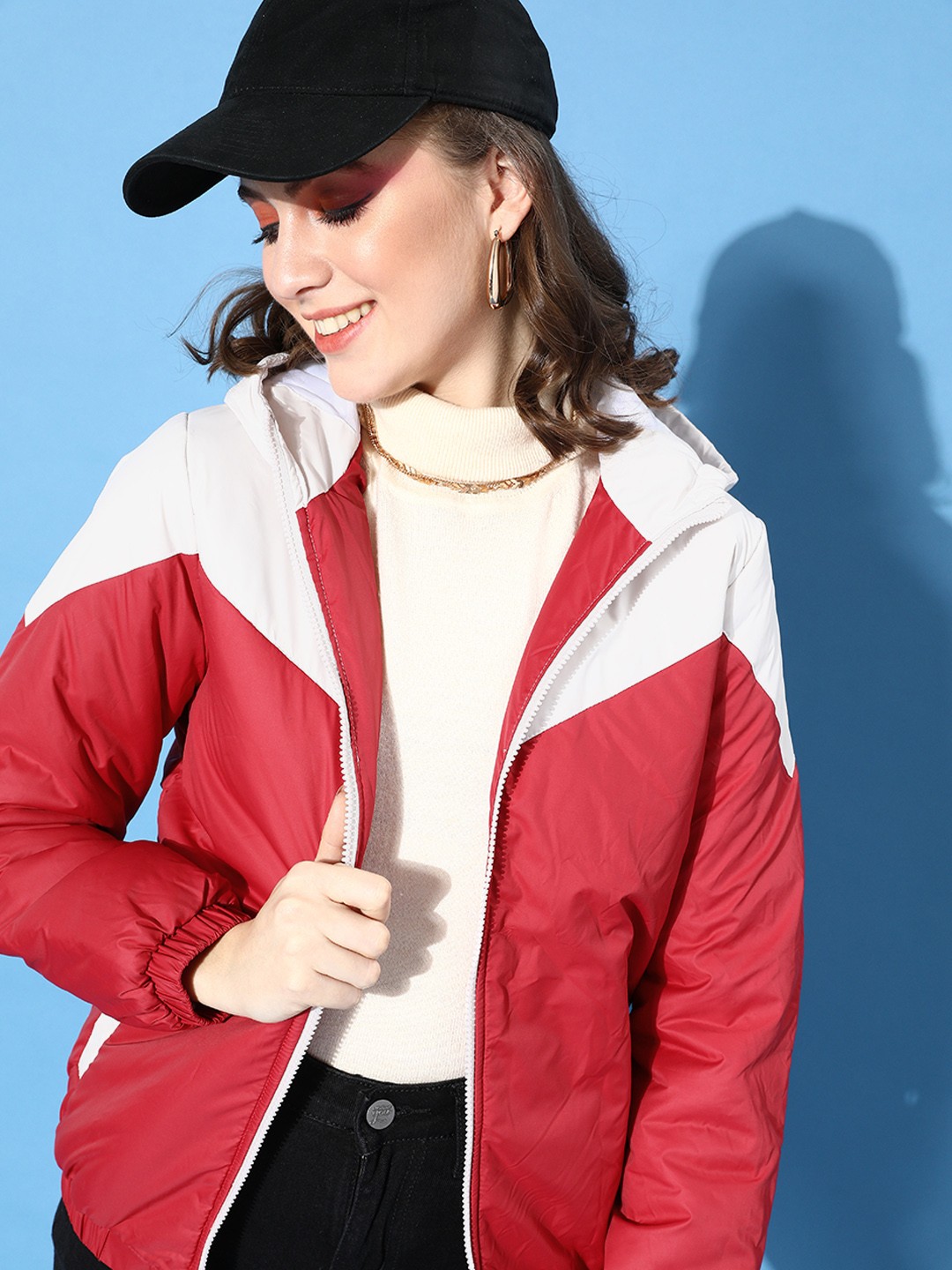 

DressBerry Women Classic White Colourblocked Bomber Jacket