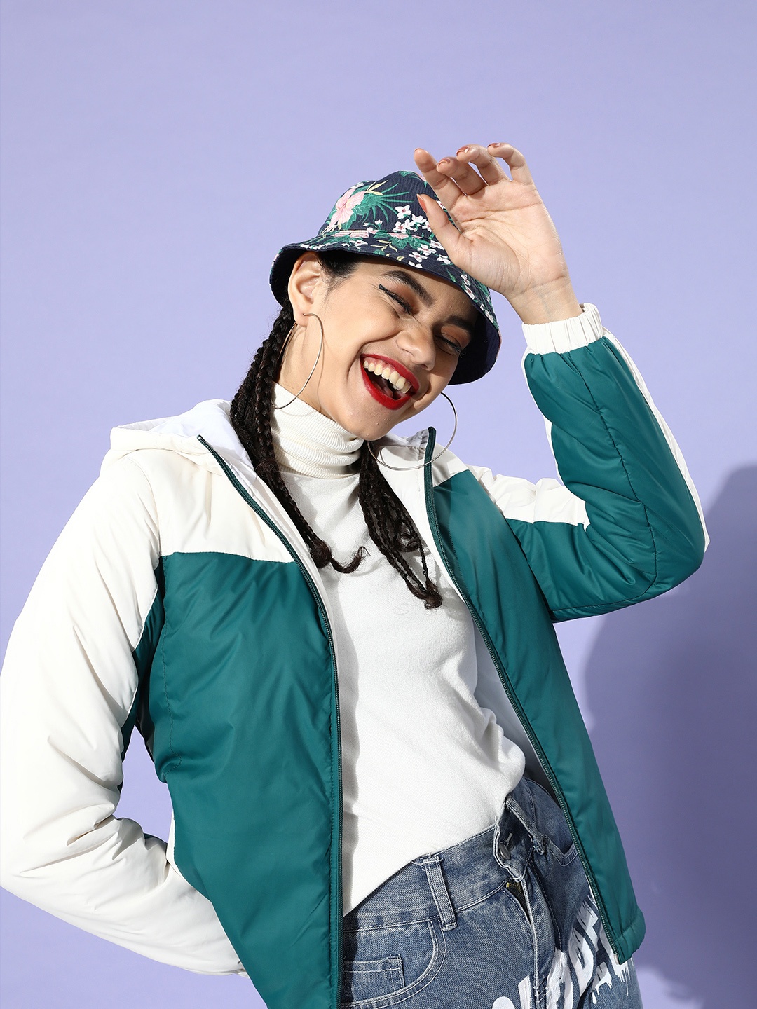 

DressBerry Women Tranquil Teal Colourblocked Bomber Jacket