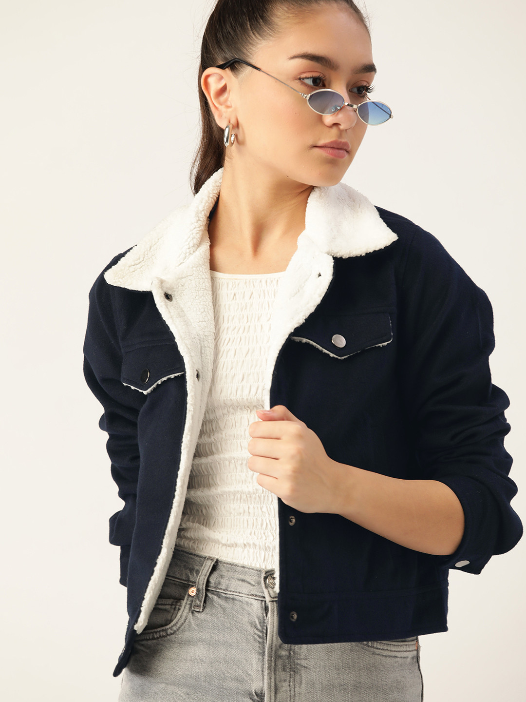 

DressBerry Women Navy Blue Tailored Jacket