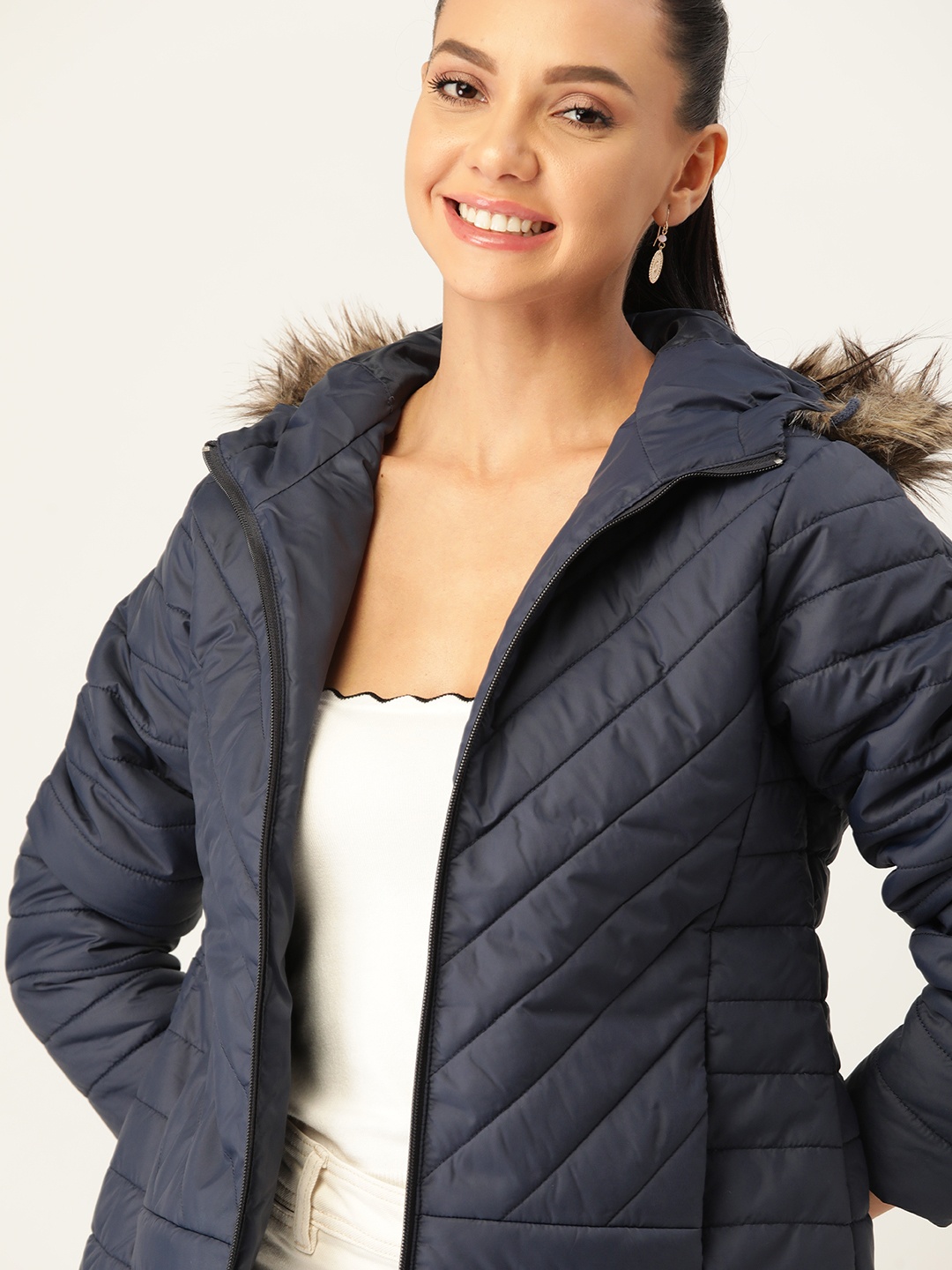 

DressBerry Women Navy Blue Parka Jacket