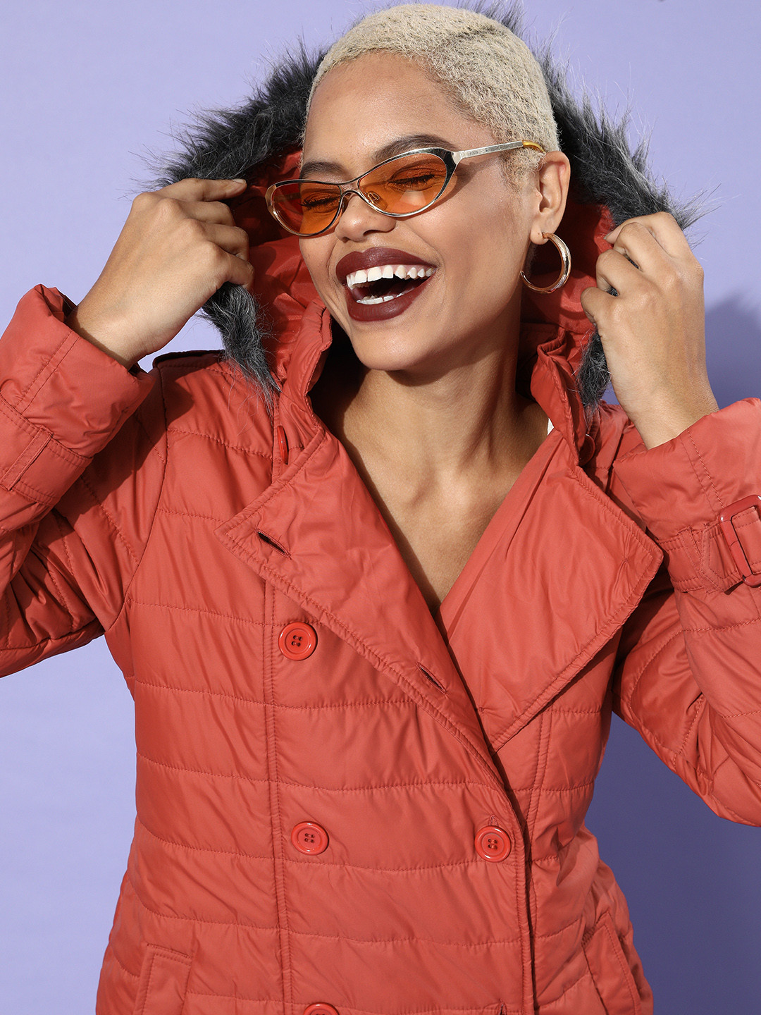 

DressBerry Women Rust Orange Longline Parka Jacket