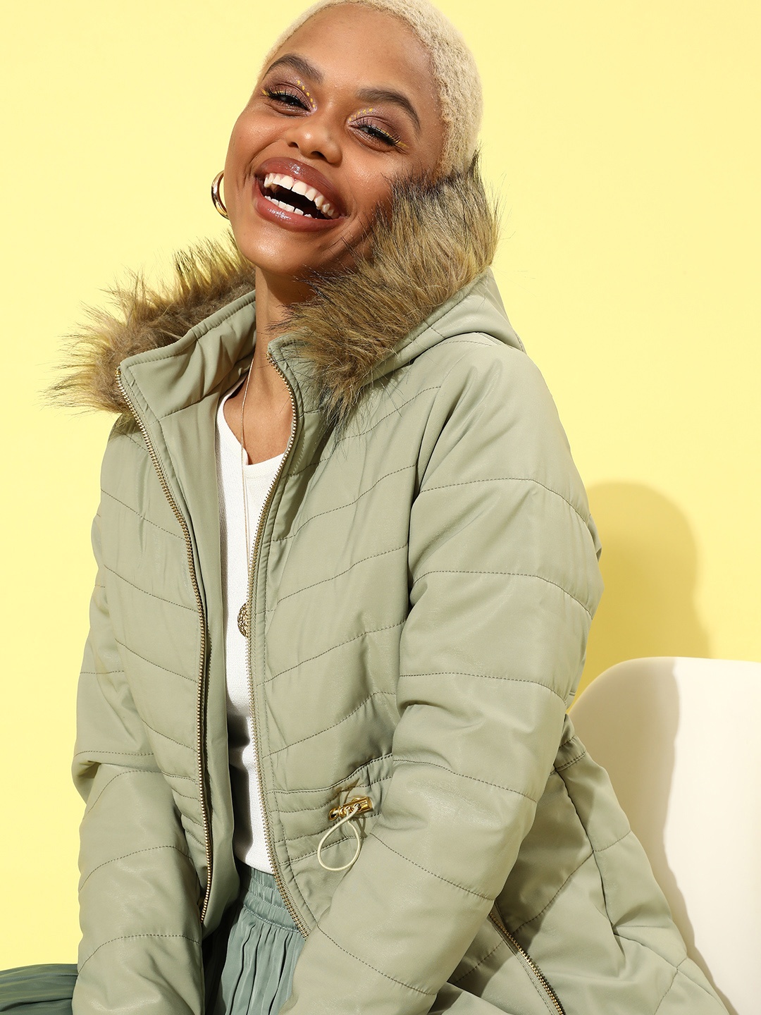 

DressBerry Women Gorgeous Green Solid Parka Jacket